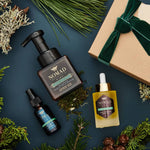 Forest Sanctuary Deluxe Holiday Collection of the Rejuvenating Body Oil, Foaming Hand & Body Wash, and Moisturizing Hand Purifier in box